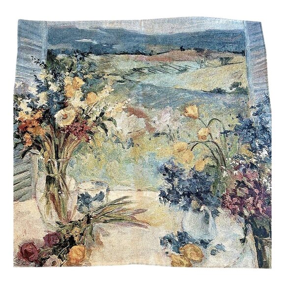 Italian Tapestry Wall Art Hanging Decor Tuscany Floral Signed Allayn Stevens - Picture 9 of 11